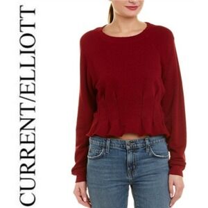 CURRENT/ELLIOTT Pintucked Raw-Edge Sweatshirt